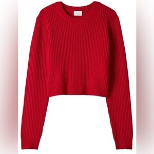 Aritzia Red Cropped Merino Wool Sweater XS